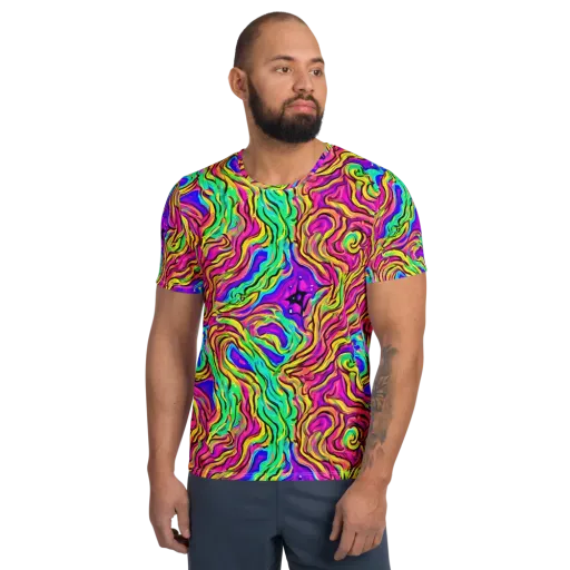 Kaleidoscope Torrent on a Men's Athletic T-Shirt