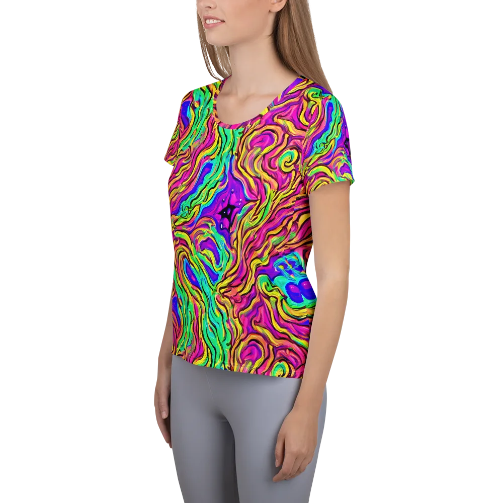 Kaleidoscope Torrent on Women's Athletic T-Shirt — Left