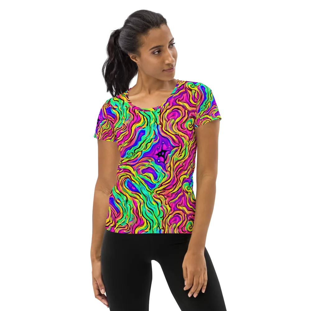 Kaleidoscope Torrent on Women's Athletic T-Shirt — Front