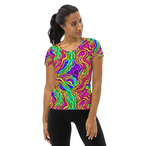 Kaleidoscope Torrent on a Women's Athletic T-Shirt