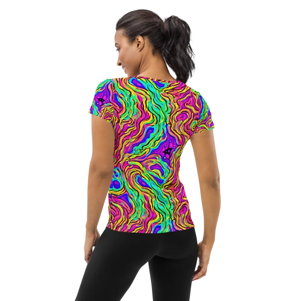 Kaleidoscope Torrent on Women's Athletic T-Shirt — Back