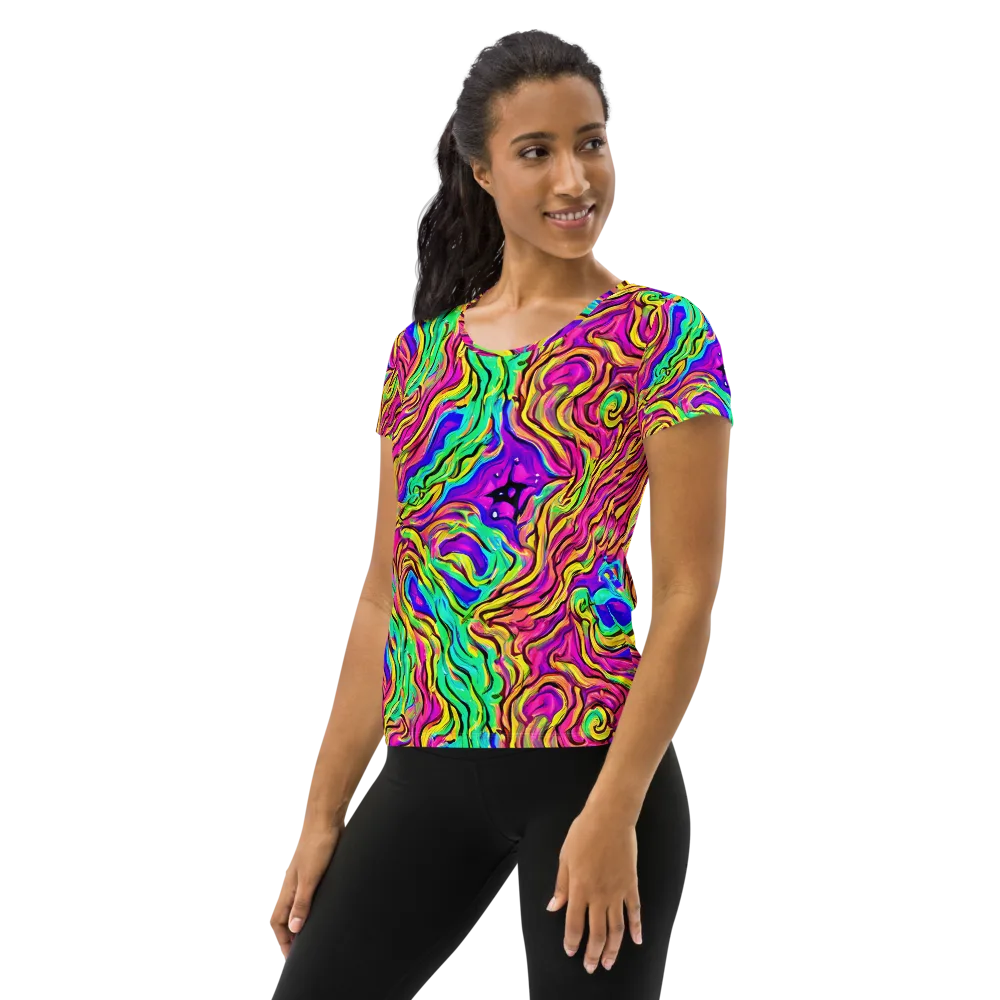 Kaleidoscope Torrent on Women's Athletic T-Shirt — Left