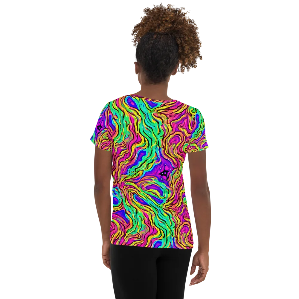 Kaleidoscope Torrent on Women's Athletic T-Shirt — Back