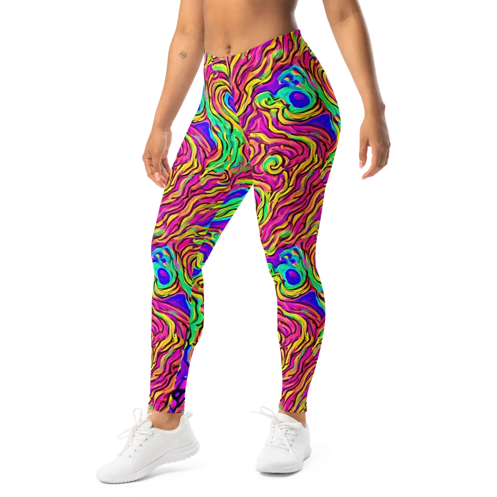 Kaleidoscope Torrent on Leggings — Left Front