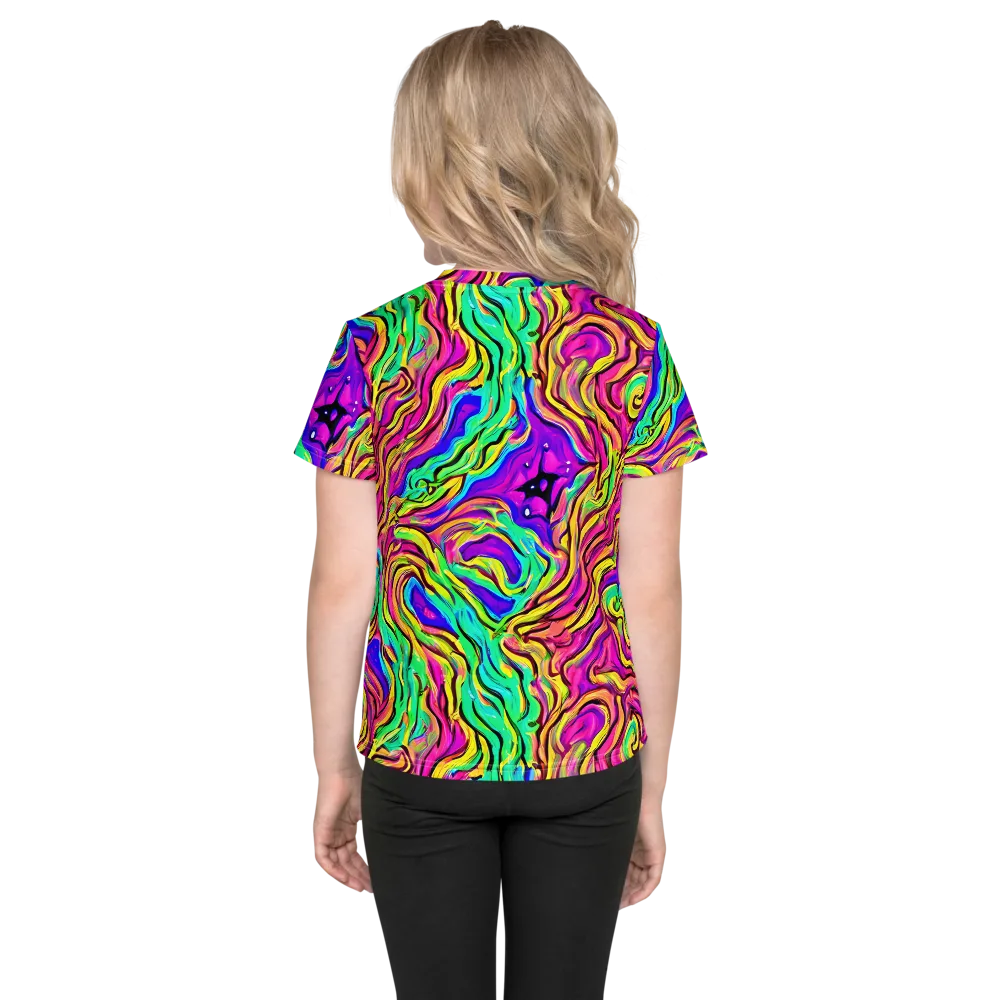 Kaleidoscope Torrent on Kids Crew Neck T-Shirt — Back