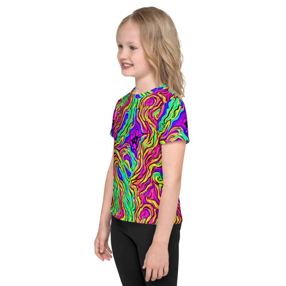 Kaleidoscope Torrent on Kids Crew Neck T-Shirt — Left