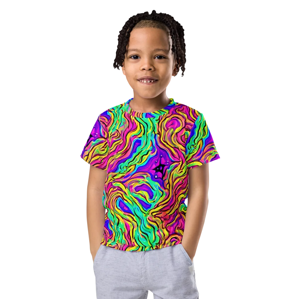 Kaleidoscope Torrent on Kids Crew Neck T-Shirt — Front