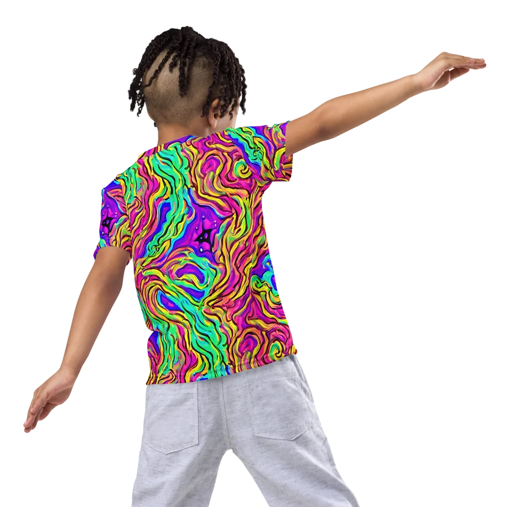 Kaleidoscope Torrent on Kids Crew Neck T-Shirt — Back