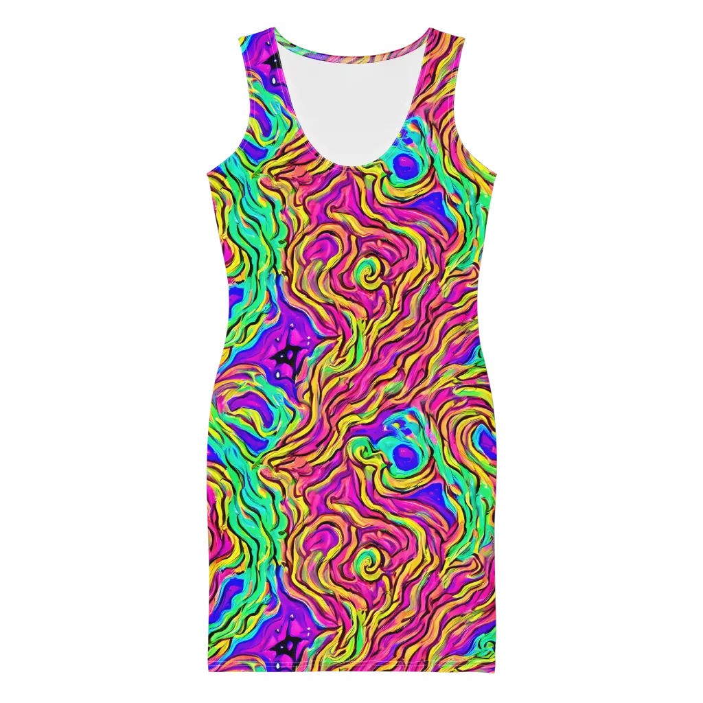 Kaleidoscope Torrent on Bodycon Dress — Front