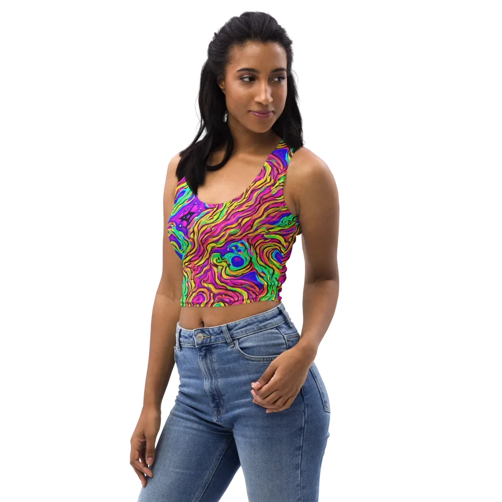Kaleidoscope Torrent on Crop Top — Left Front