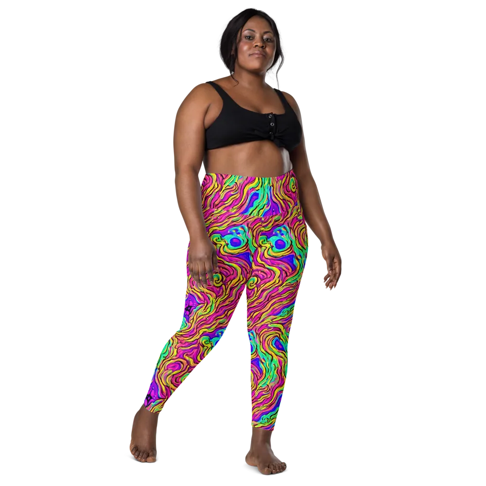 Kaleidoscope Torrent on Leggings with Pockets — Front