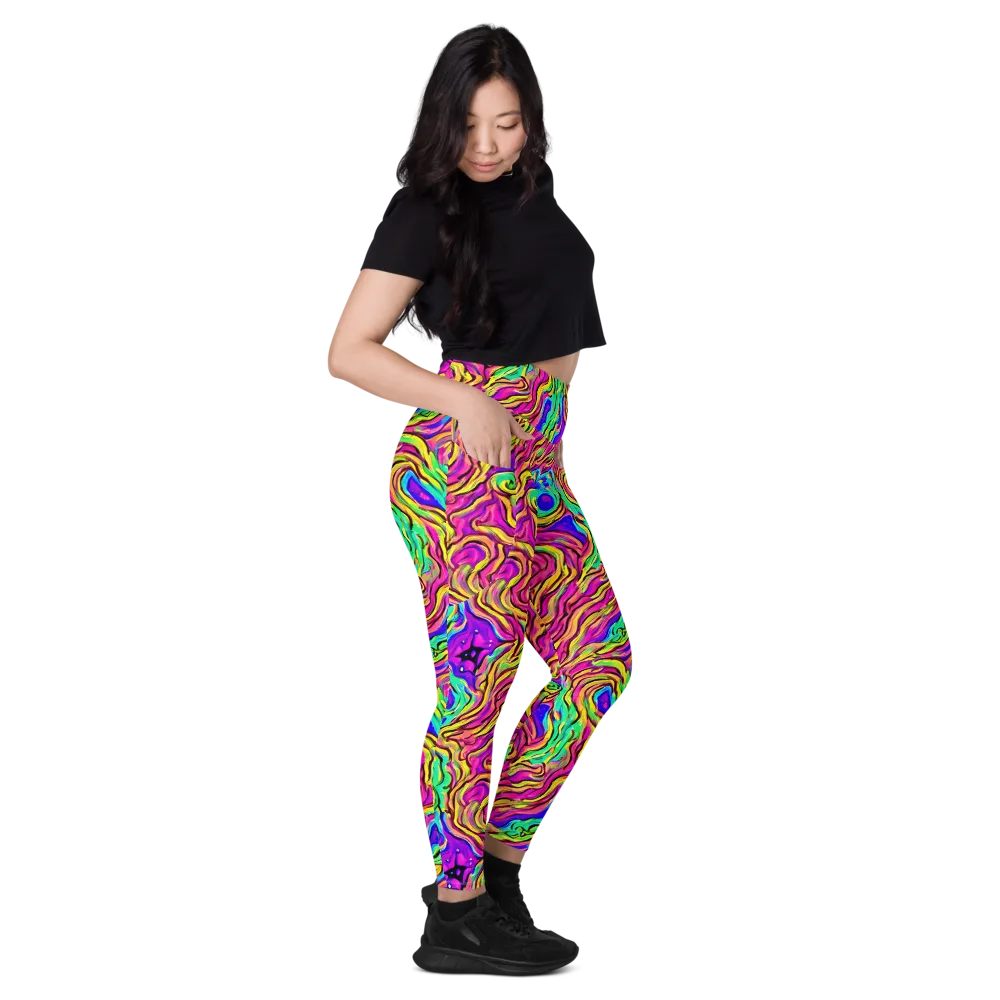 Kaleidoscope Torrent on Leggings with Pockets — Right
