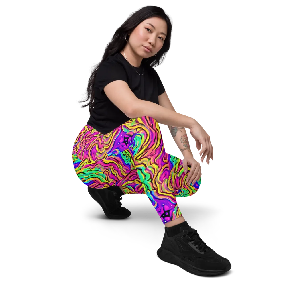 Kaleidoscope Torrent on Leggings with Pockets — Right Front