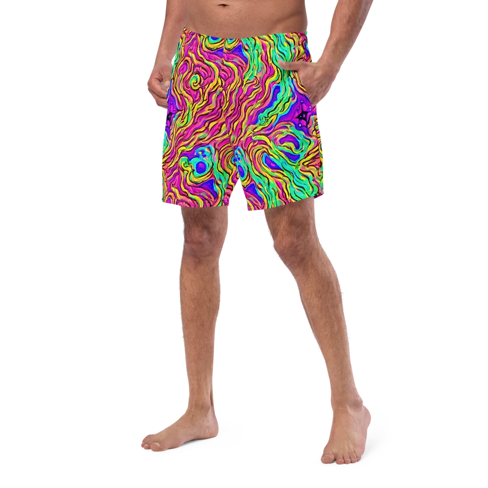 Kaleidoscope Torrent on Swim Trunks — Left Front