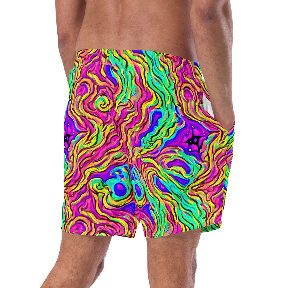 Kaleidoscope Torrent on Swim Trunks — Right Back