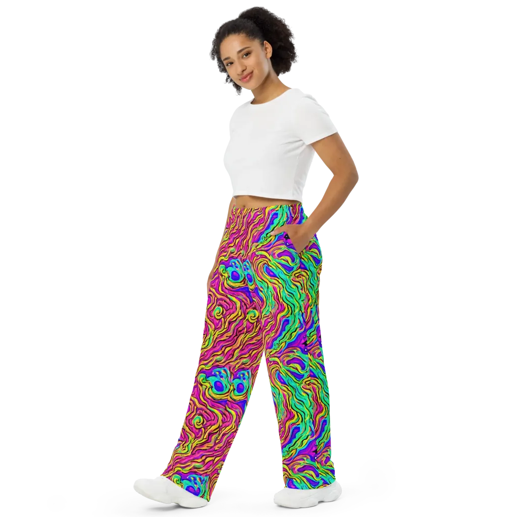 Kaleidoscope Torrent on Wide-Leg Pants — Left Front