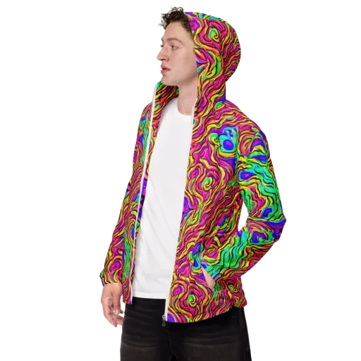 Kaleidoscope Torrent on a Men's Windbreaker