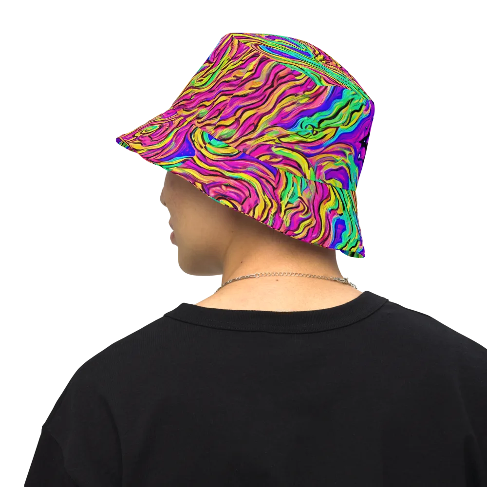 Kaleidoscope Torrent on Reversible Bucket Hat — Back Inside