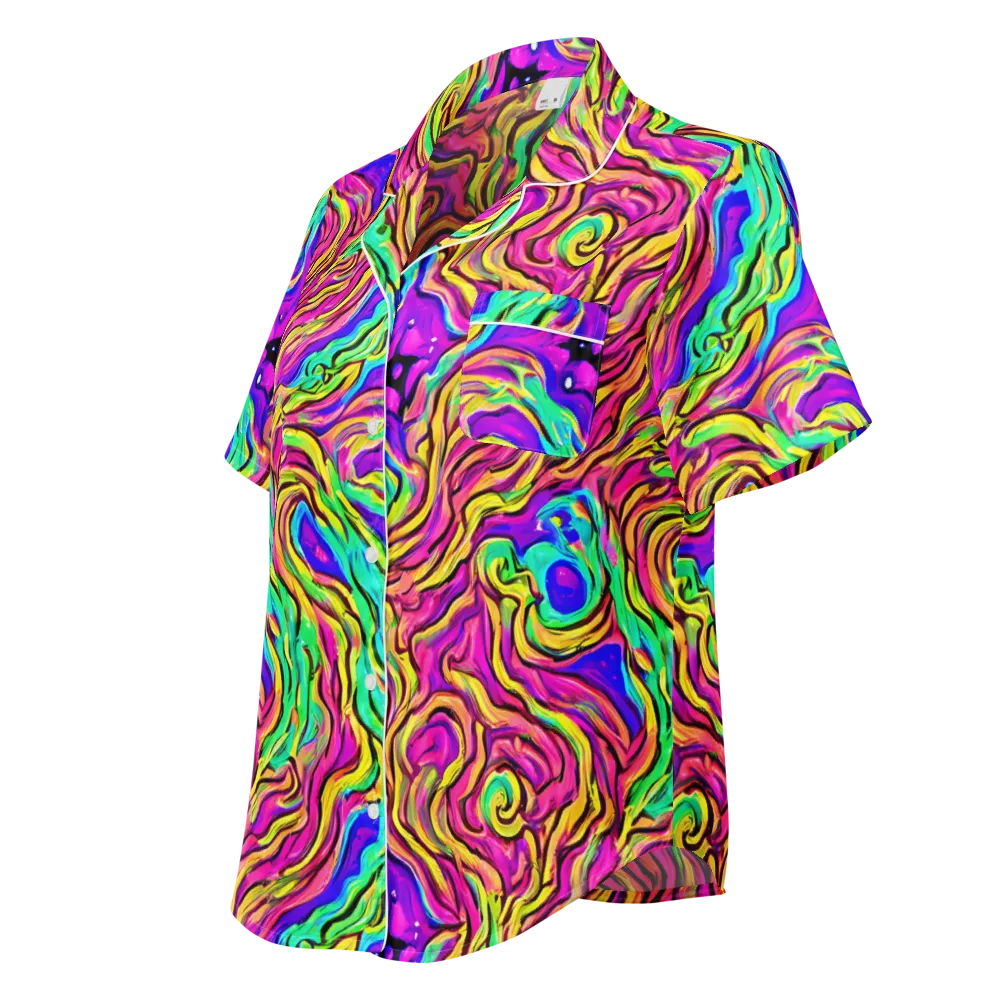 Kaleidoscope Torrent on Women's Short Sleeve Pajama Top — Left Front