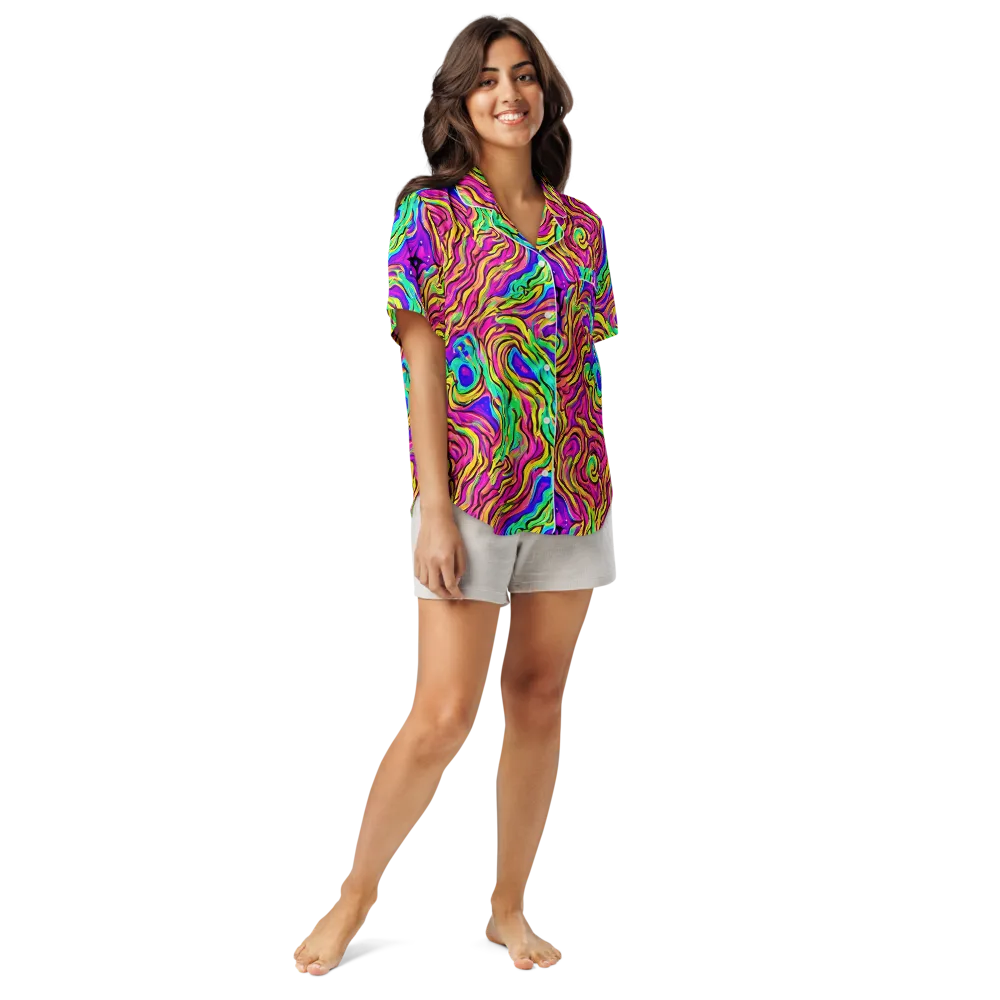 Kaleidoscope Torrent on Women's Short Sleeve Pajama Top — Front