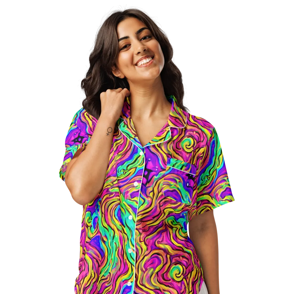 Kaleidoscope Torrent on Women's Short Sleeve Pajama Top — Front