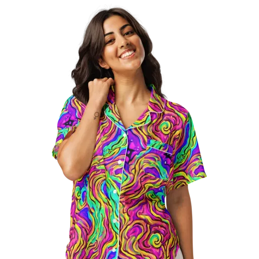 Kaleidoscope Torrent on a Women's Short Sleeve Pajama Top