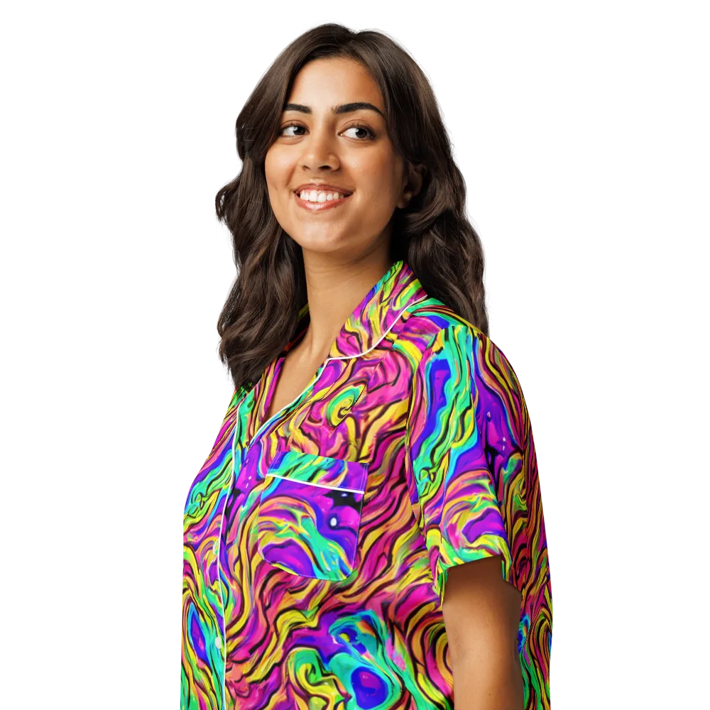 Kaleidoscope Torrent on Women's Short Sleeve Pajama Top — Left Front