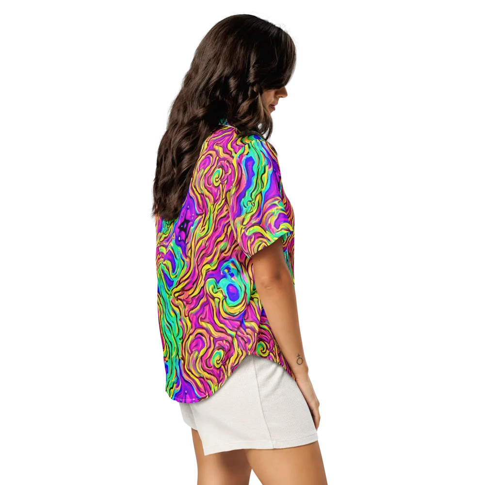 Kaleidoscope Torrent on Women's Short Sleeve Pajama Top — Right Back