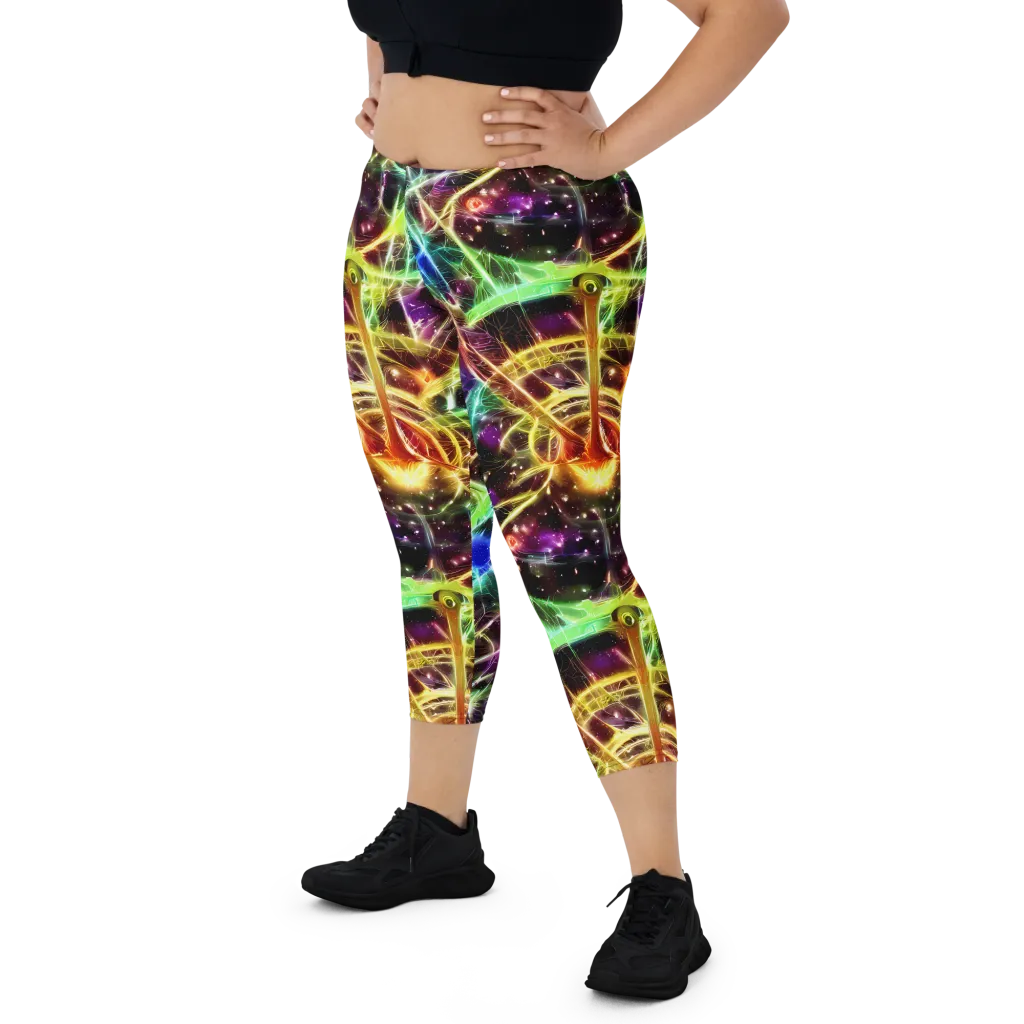 Stellar Thicket on Capri Leggings — Front