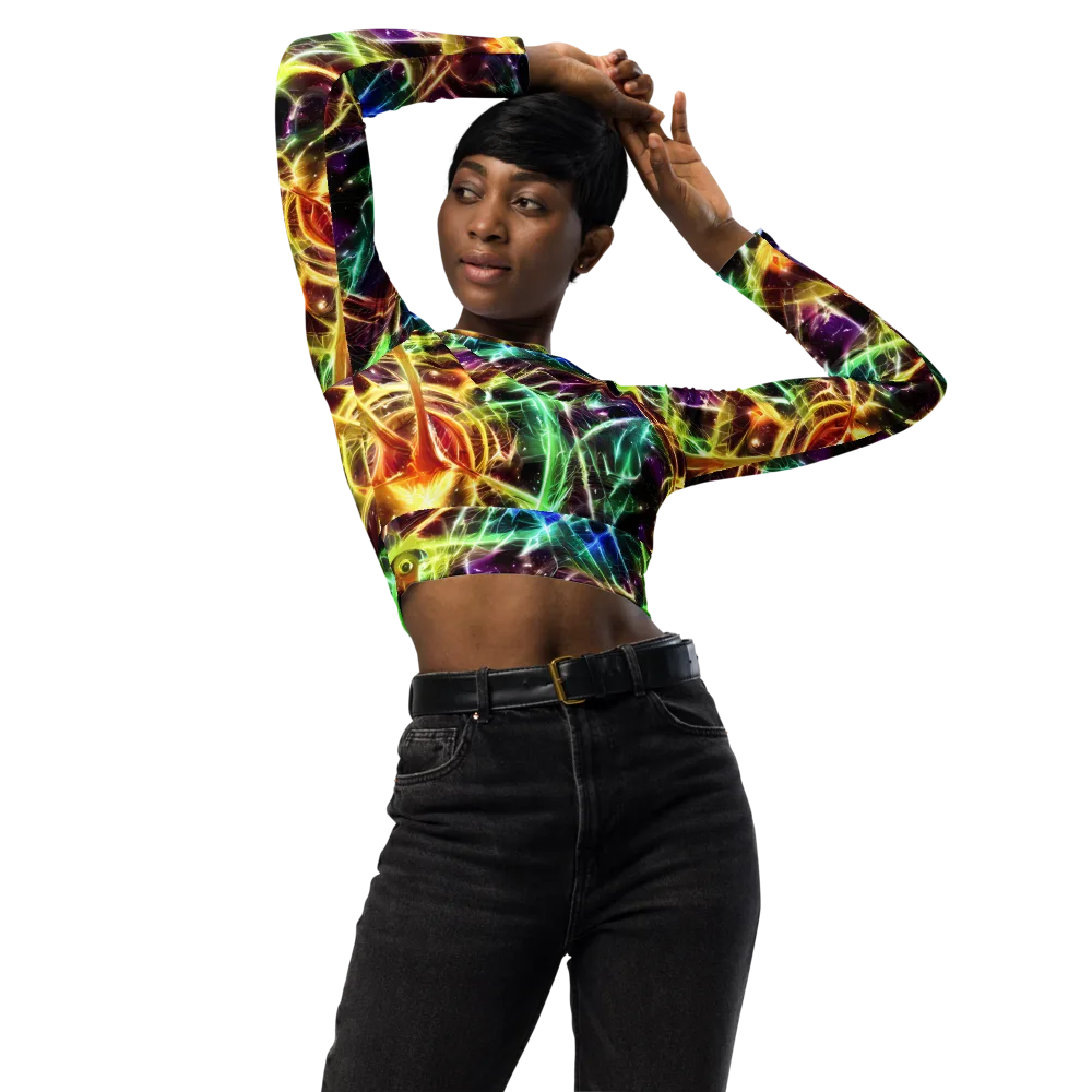 Stellar Thicket on Long Sleeve Crop Top — Front
