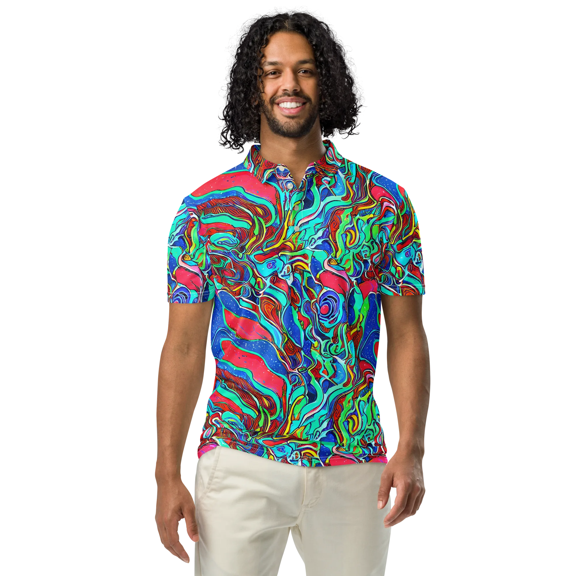 Cosmic Cabaret on Men's Slim Fit Polo Shirt — Front