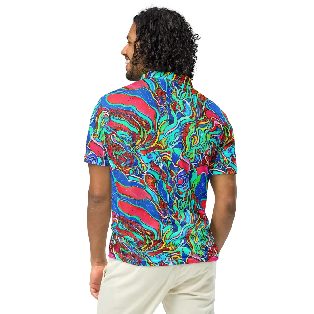 Cosmic Cabaret on Men's Slim Fit Polo Shirt — Back