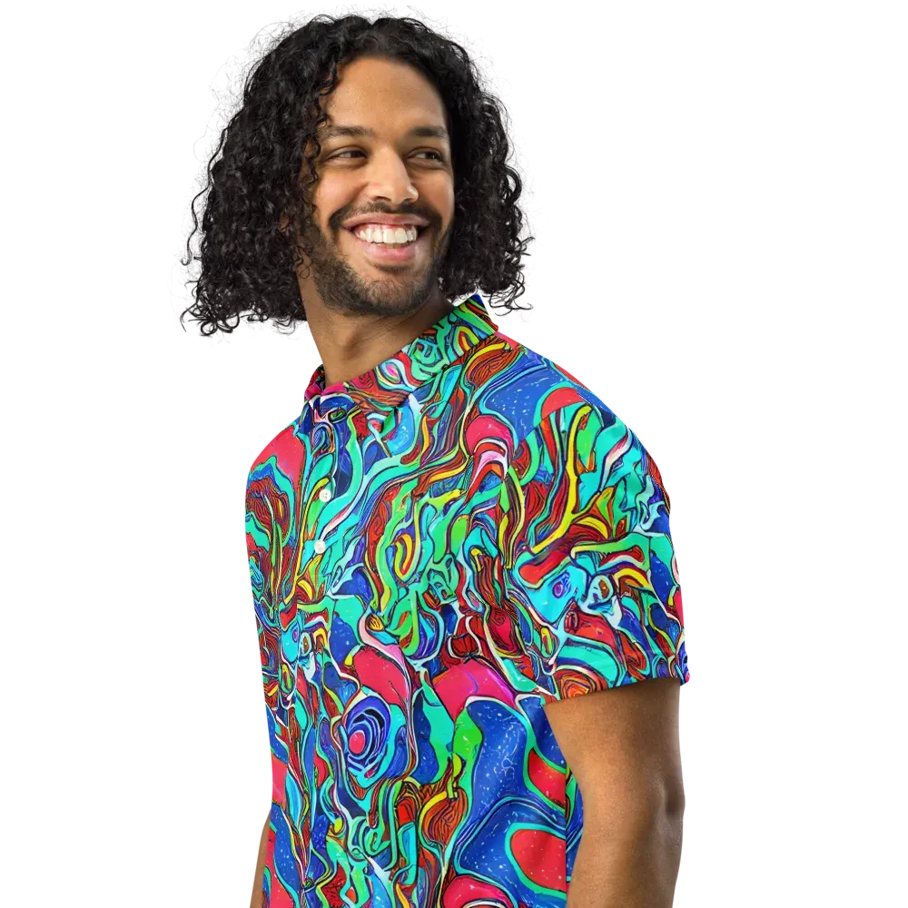 Cosmic Cabaret on Men's Slim Fit Polo Shirt — Left Front