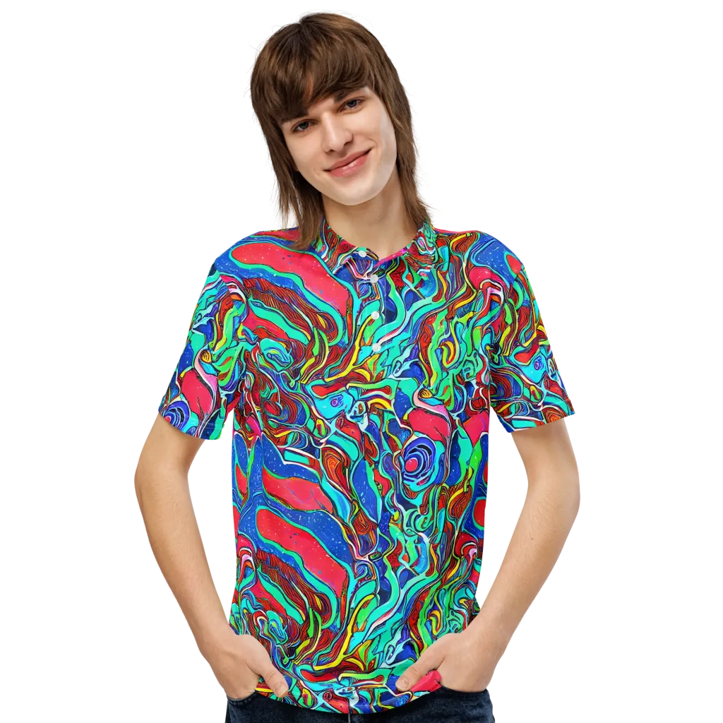Cosmic Cabaret on Men's Slim Fit Polo Shirt — Front