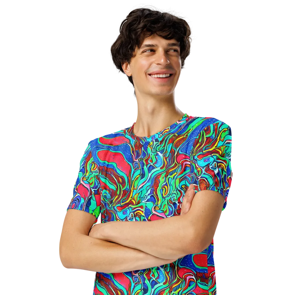 Cosmic Cabaret on Men's Crew Neck T-Shirt — Left Front