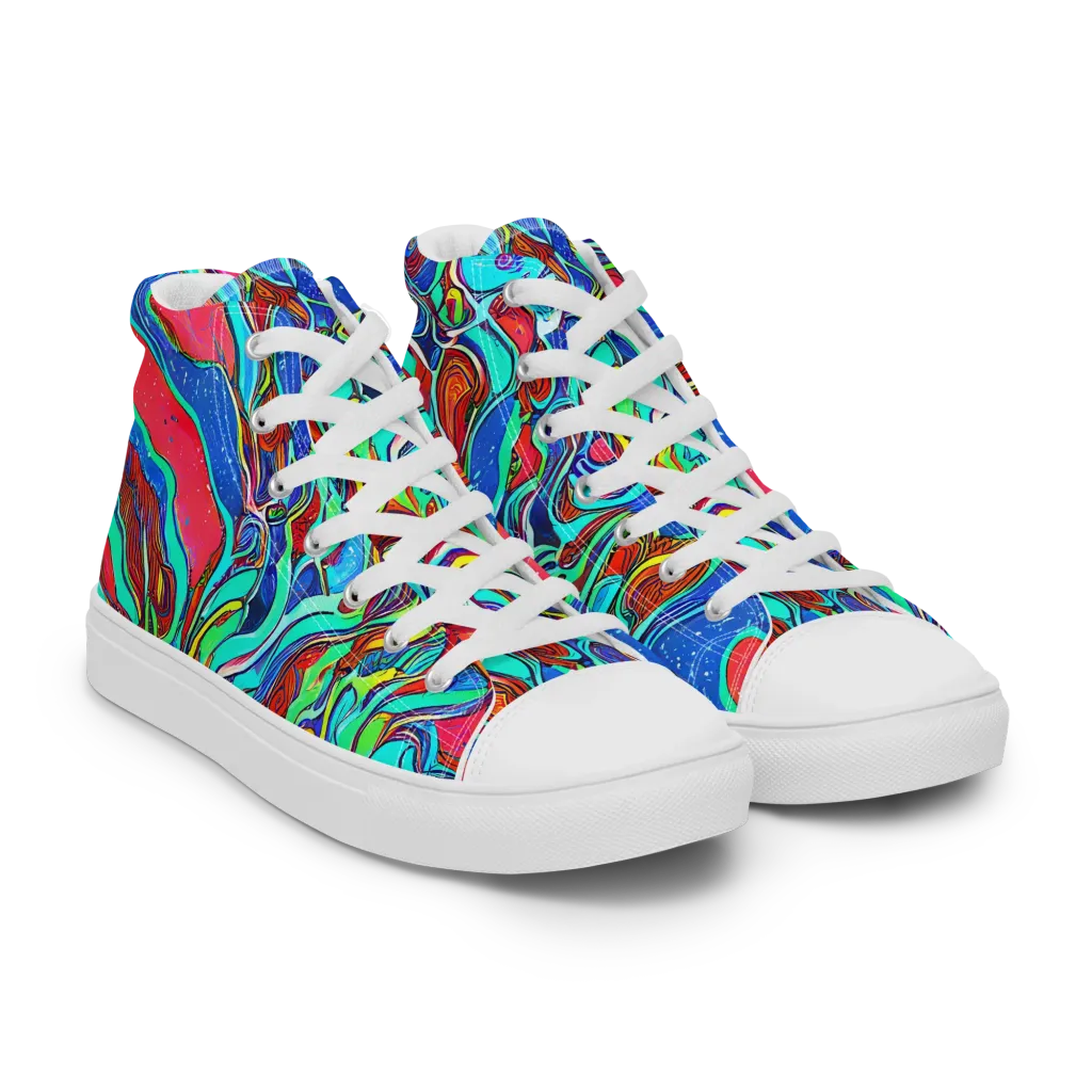 Cosmic Cabaret on Men's High Top Canvas Shoes — Right Front