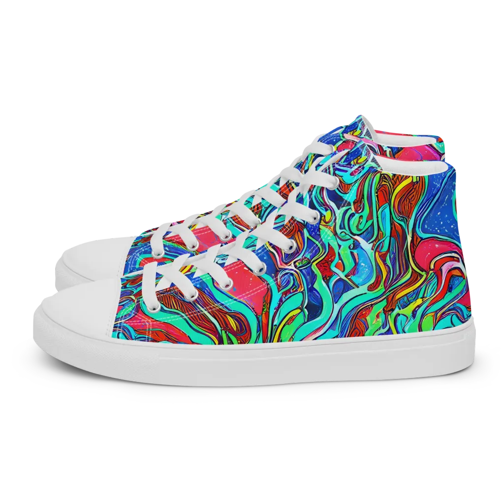 Cosmic Cabaret on Men's High Top Canvas Shoes — Left