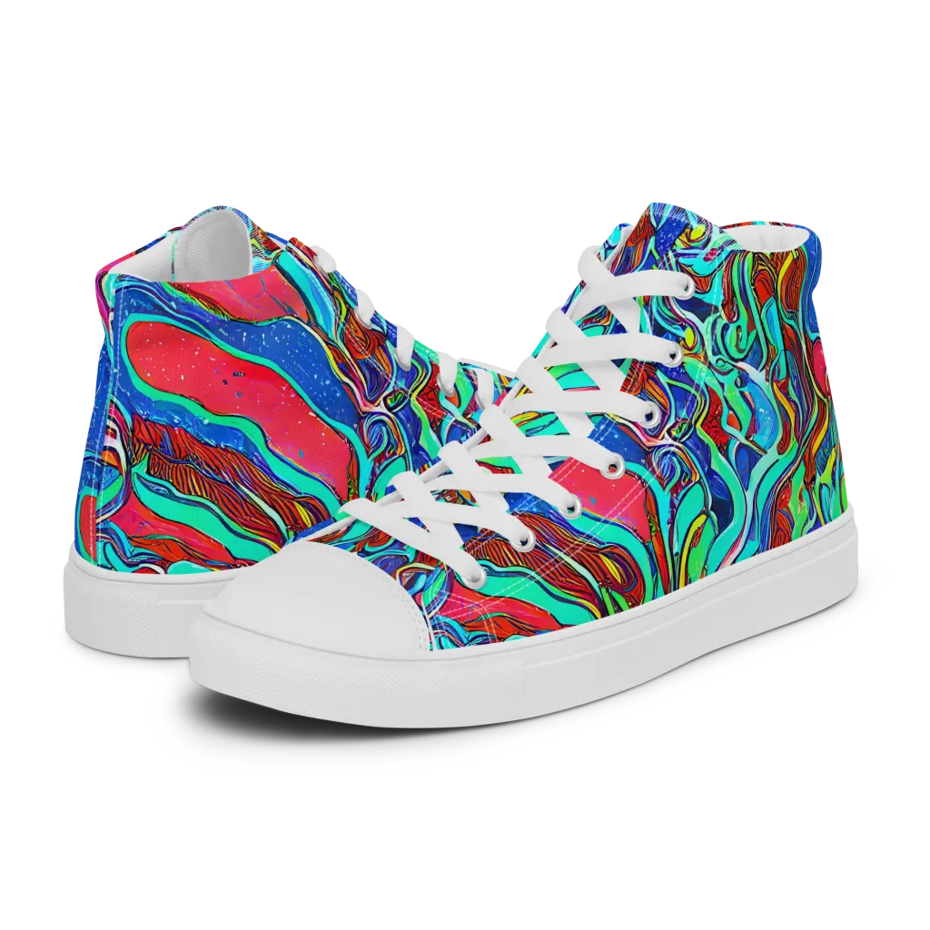 Cosmic Cabaret on Men's High Top Canvas Shoes — Left