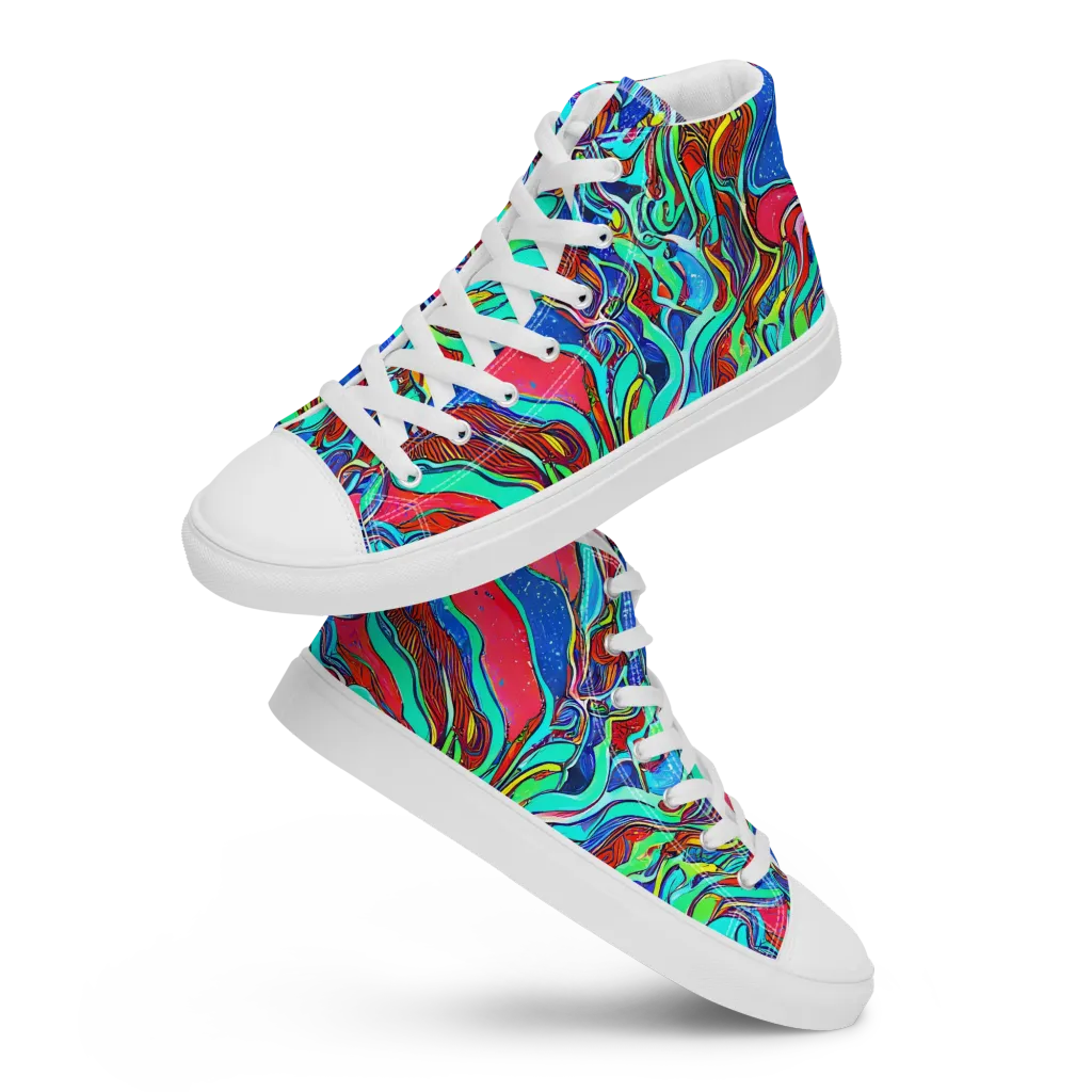 Cosmic Cabaret on Men's High Top Canvas Shoes — Front