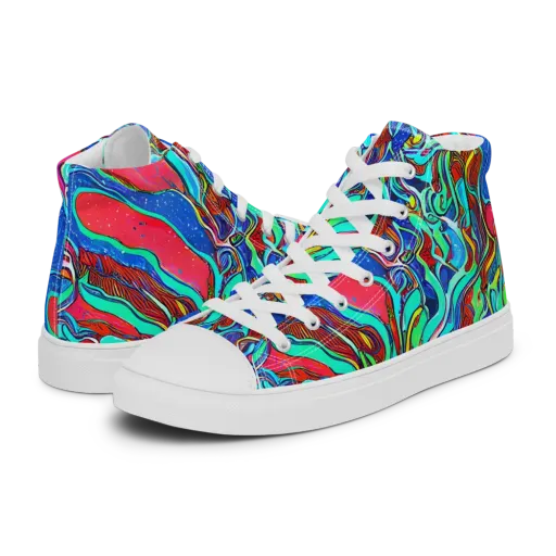 Cosmic Cabaret on a Women's High Top Canvas Shoes