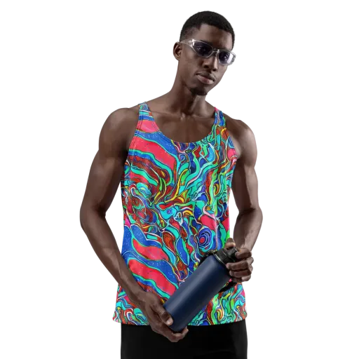 Cosmic Cabaret on a Men's Tank Top