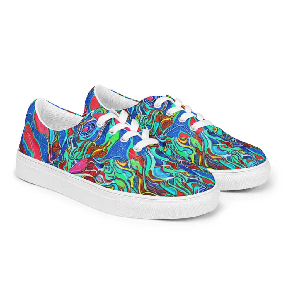 Cosmic Cabaret on Men's Lace-Up Canvas Shoes — Right Front