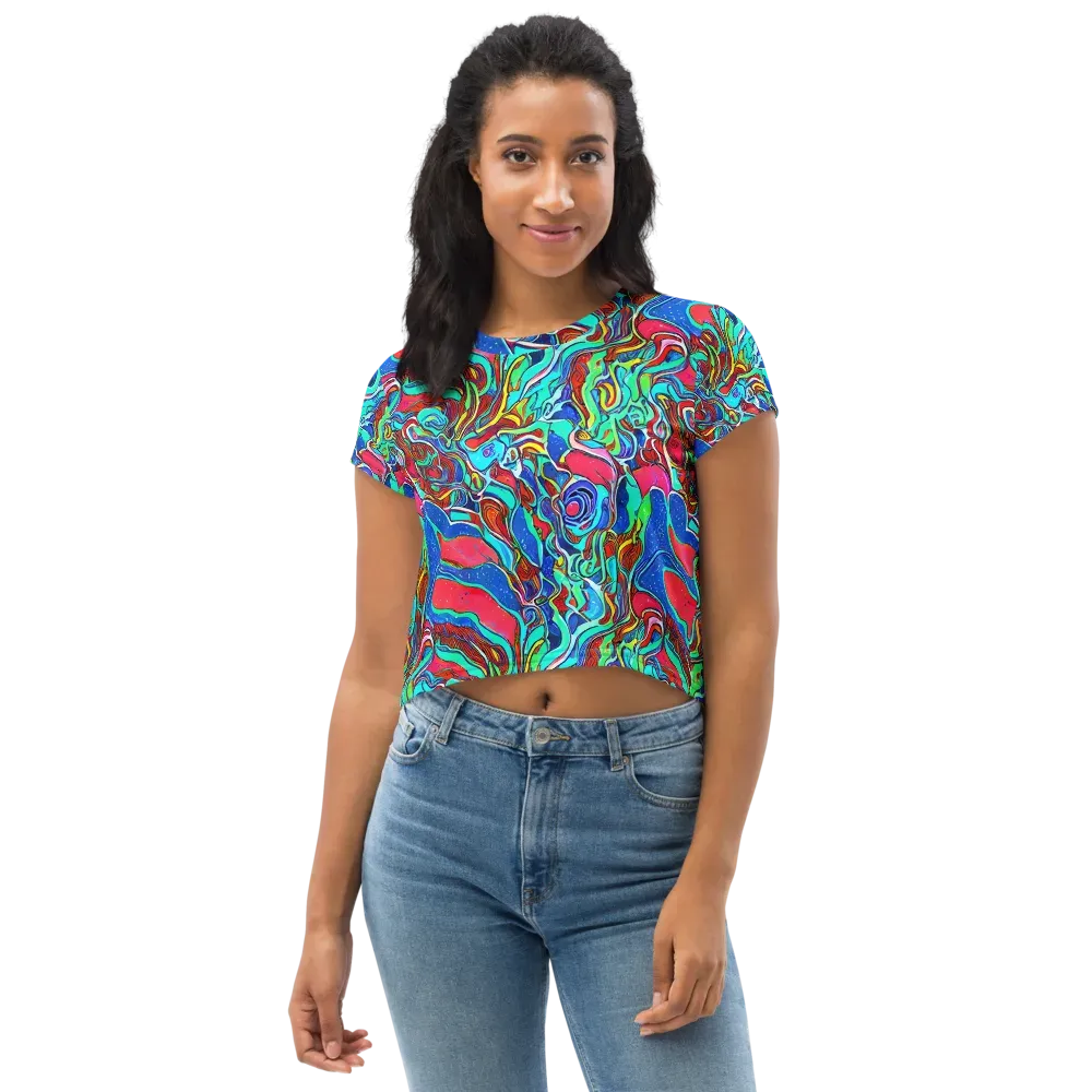 Cosmic Cabaret on Crop Tee — Front