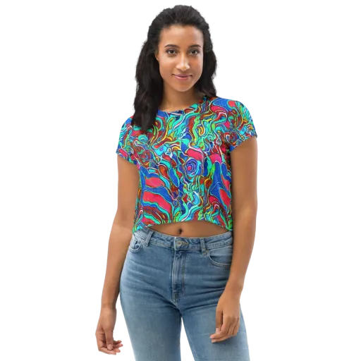 Cosmic Cabaret on a Crop Tee