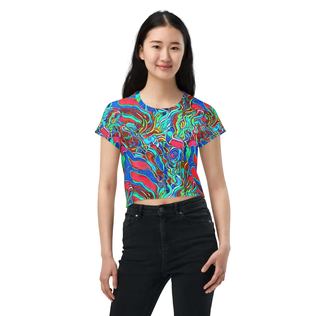 Cosmic Cabaret on Crop Tee — Front
