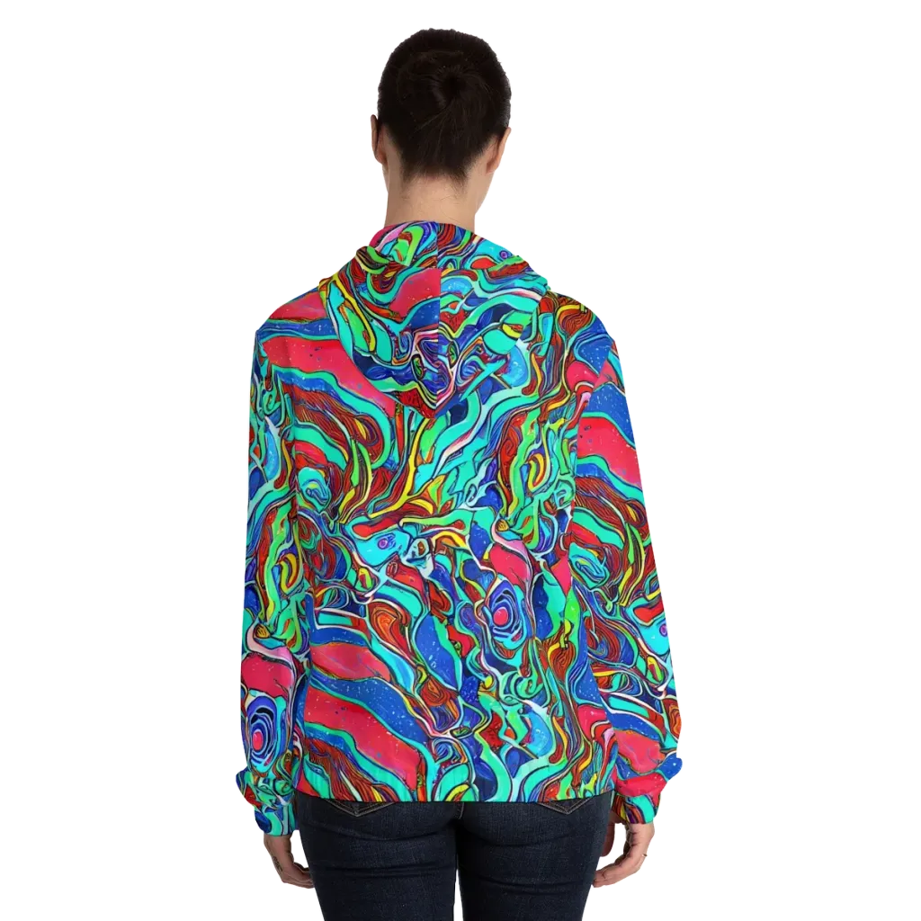 Cosmic Cabaret on Women's Full-Zip Hoodie — Back On Person