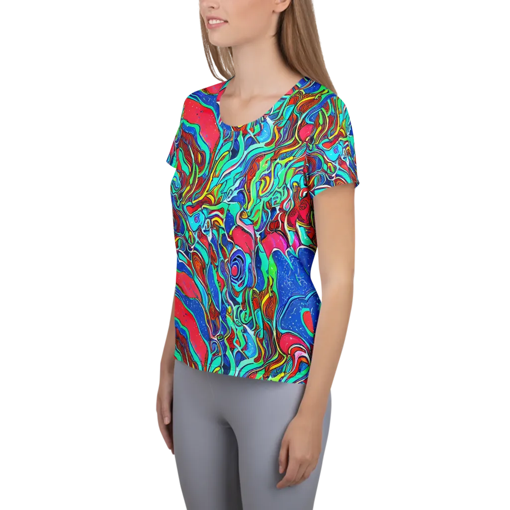 Cosmic Cabaret on Women's Athletic T-Shirt — Left
