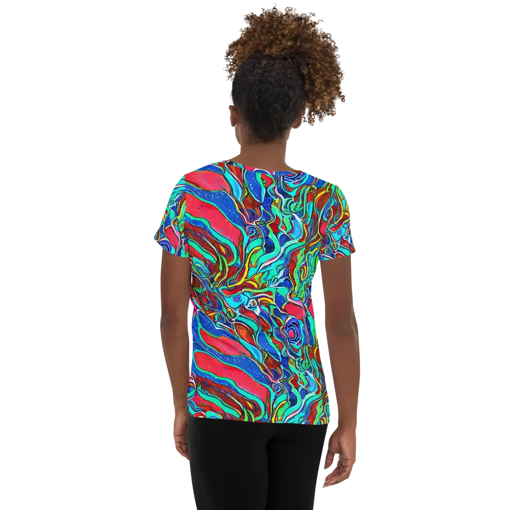 Cosmic Cabaret on Women's Athletic T-Shirt — Back