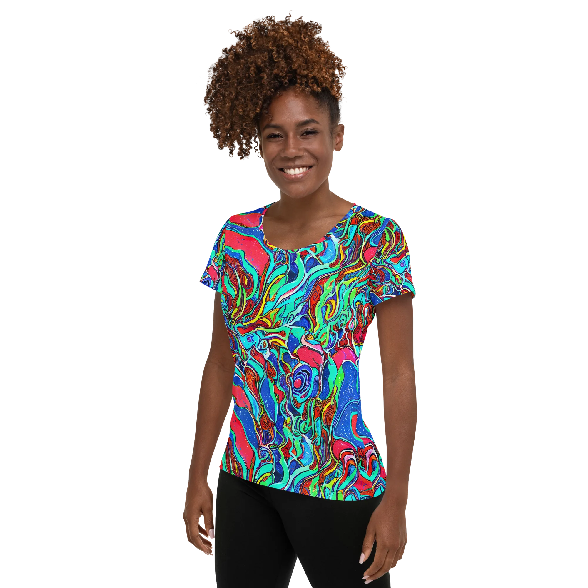 Cosmic Cabaret on Women's Athletic T-Shirt — Left