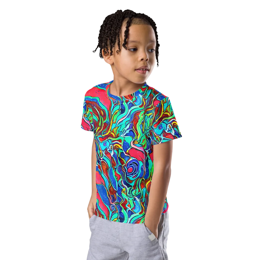 Cosmic Cabaret on Kids Crew Neck T-Shirt — Left Front